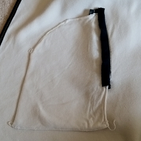 Woman's Medium Talbots Off White Open Cardigan Black Fax Leather Trim - Picture 6 of 6